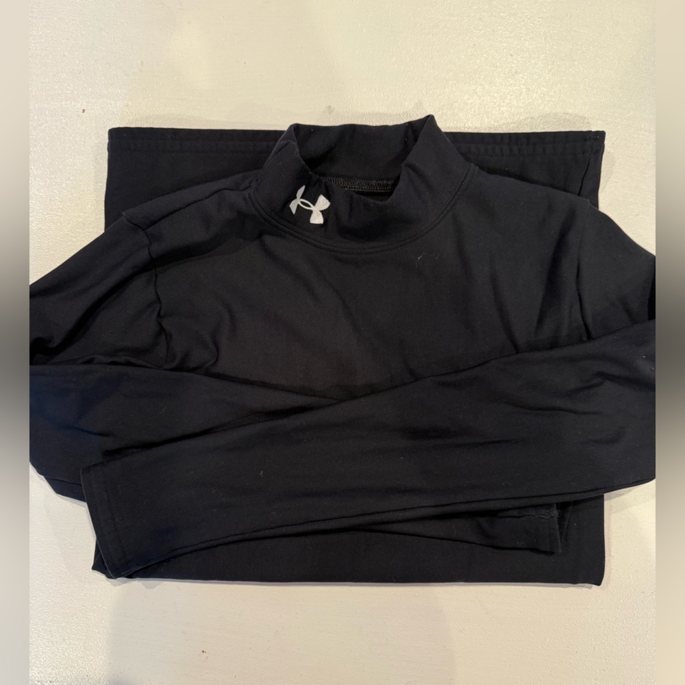Under Armour Black Long Sleeve Mock Neck Performance Top, Girl’s Size YLG